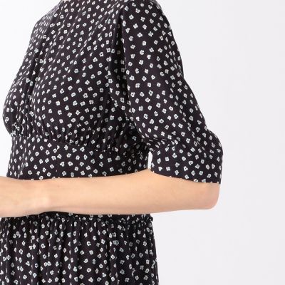 パンジープリント クルーネックマキシワンピース | maison