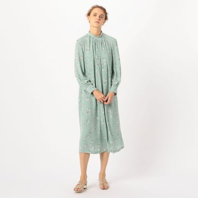 バックサテンローズプリント ギャザーワンピース | maison