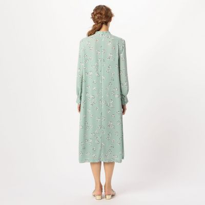 バックサテンローズプリント ギャザーワンピース | maison