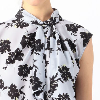 シャドーフラワープリント ボウタイワンピース | maison TOMORROWLAND