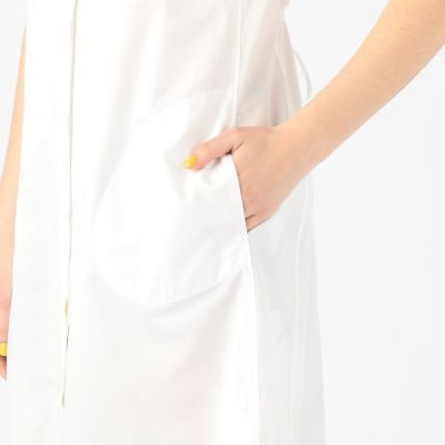 【タイムセール：６月３０日（月）午前９時３０分迄】コットンサテン　バックオープンシャツワンピース