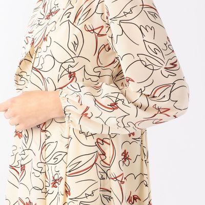 グラフィティーフラワープリント ボウタイワンピース | maison