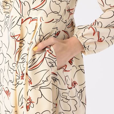 【美品】トゥモローランド／グラフィティーフラワープリント ボウタイワンピース グラフィティーフラワープリント ボウタイワンピース | maison