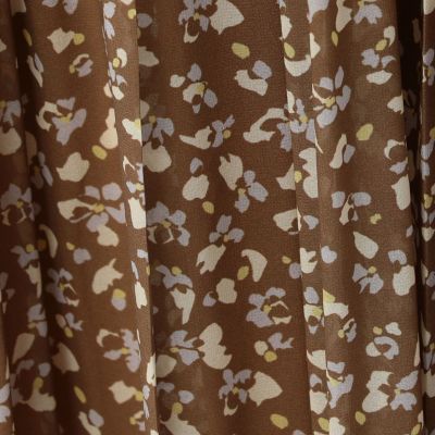 ランダムプリーツフラワープリント フレンチスリーブワンピース