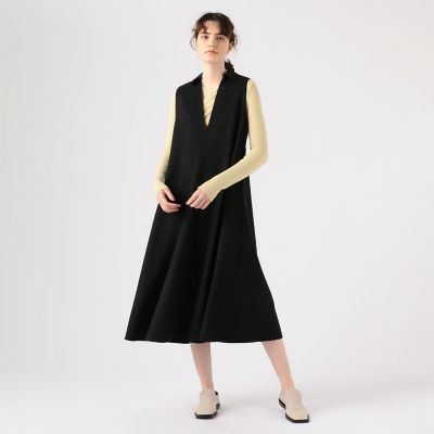 ウールカシミヤツイード　スキッパーカラーワンピース