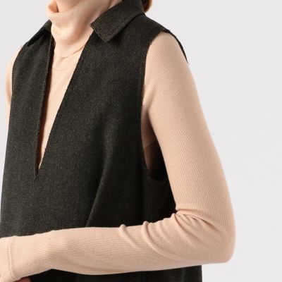 ウールカシミヤツイード　スキッパーカラーワンピース