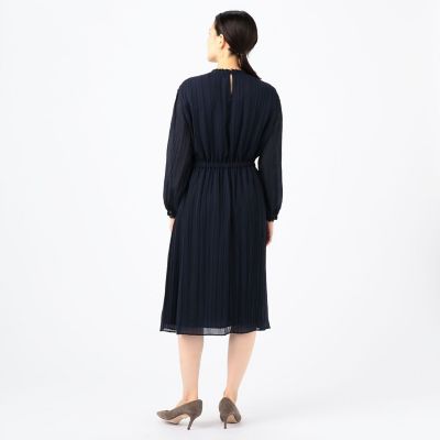 ランダムプリーツジョーゼット ウエストギャザーワンピース