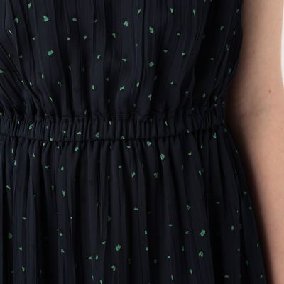 ランダムプリーツフラワープリント フレンチスリーブワンピース