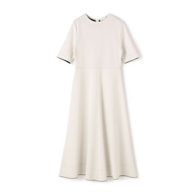 ダブルフェイスドットステッチ クルーネックワンピース | maison