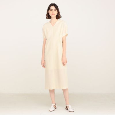 トゥモローランド コットンリネンワンピース リネンコットンムーブ Vネックワンピース | maison