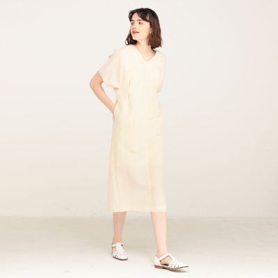 未使用　トゥモローランドコレクション　Vネックワンピース　シャツワンピース　麻 BPF01_11_11062206202_4100?$