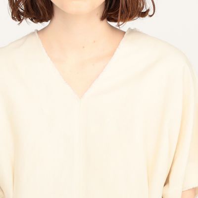 リネンコットンVネックワンピース リネンコットンムーブ Vネックワンピース | maison