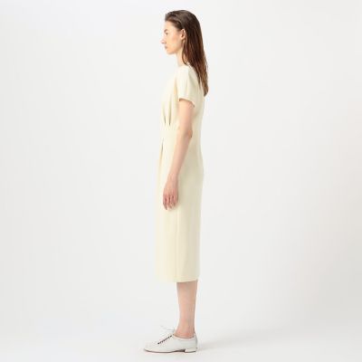 タグ付きミラノリブウエストタックワンピース 36 クリーム色