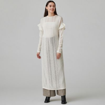 ＜maison TOMORROWLAND＞フォルテッドレース　フリルスリーブワンピース