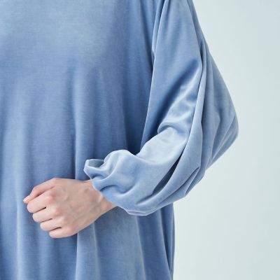 ストレッチベロア　ボリュームスリーブワンピース