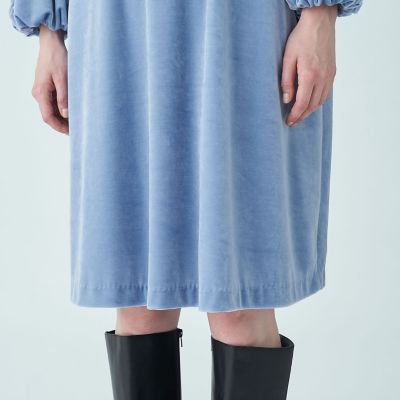 ストレッチベロア　ボリュームスリーブワンピース