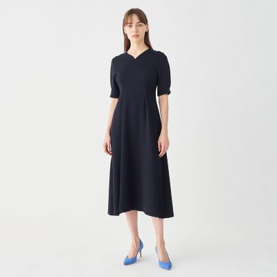ミラノリブ　タックスリーブワンピース