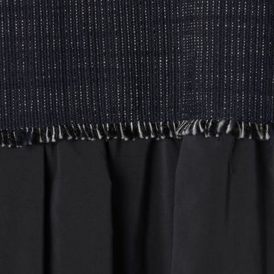 ロングスラブツイード　マテリアルコンビワンピース