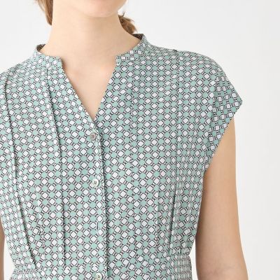 ＢＢダイアゴナルプリント　ウエストタックフレアワンピース