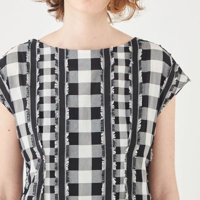 フリンジギンガムチェック バックツイストワンピース | maison