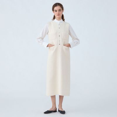 スラブコットンツイード Vクルージャンパースカート | maison