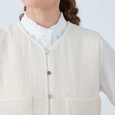 スラブコットンツイード Vクルージャンパースカート | maison