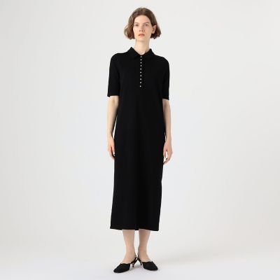ウールポリエステルパールコンビ ポロロングワンピース | maison