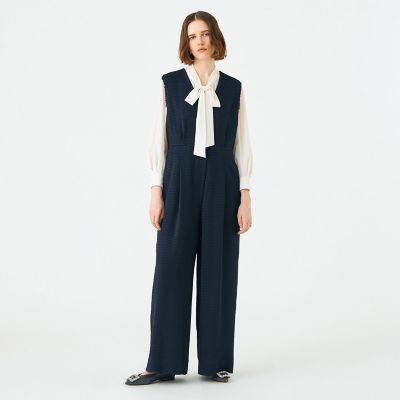 定価37,400円❇︎デプレ トゥモローランド オールインワン ネイビー 美品 クレストドビー オールインワン | maison TOMORROWLAND/メゾン