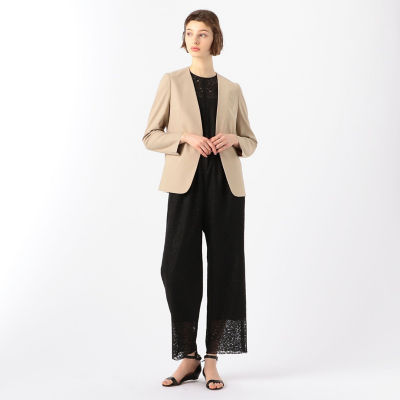 美品＊ リネン　TOMORROWLANDノーカラージャケット　ストレッチ コットンリネンストレッチ ノーカラージャケット | maison