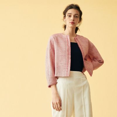 カラーツイード ノーカラージャケット | maison TOMORROWLAND/メゾン