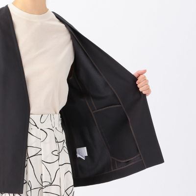 ドレーププレインウェーブ　ノーカラージャケット