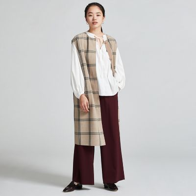 プレーンダブルフェイス　クルーネックジレ