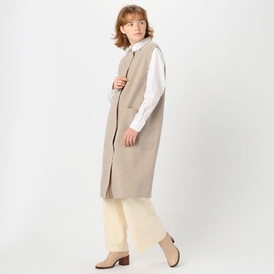プレーンダブルフェイス　クルーネックジレ