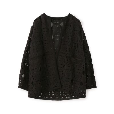 ＜maison TOMORROWLAND＞スクエアモチーフエンブロイダリー　ノーカラージャケット