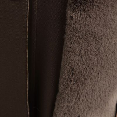 プレーンダブルフェイス　ファーポケットロングジレ