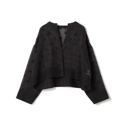 マロングラッセ です★美品★フリンジツィードジャケット 黒 フリンジヤーンツイード 4ポケットジャケット | maison