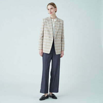 BORDERS at BALCONY ベージュ ダブルブレストジャケット シャイニーピンヘッド ダブルブレストジャケット | maison