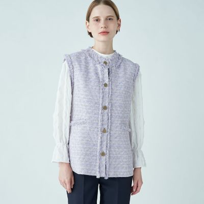 シークインツイード クルーネックジレ | maison TOMORROWLAND/メゾン