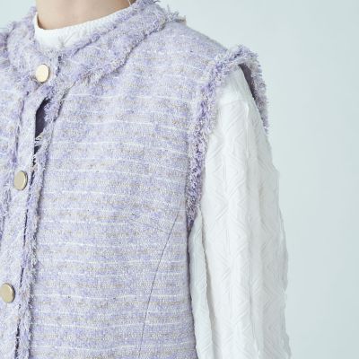 シークインツイード クルーネックジレ | maison TOMORROWLAND/メゾン