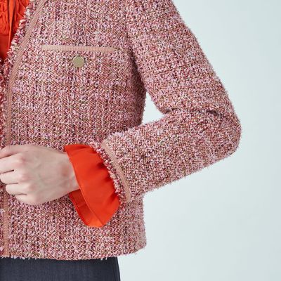 スラリットヤーンツイード Vカラージャケット | maison TOMORROWLAND