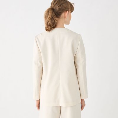 リネンレーヨンストレッチ ノーカラージャケット | ファッション・服 