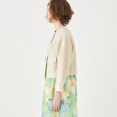 トゥモローランド　Ballsey リネンコットンムーブ クルーネックジャケット TOMORROWLAND｜リネンコットンムーブ クルーネックジャケット