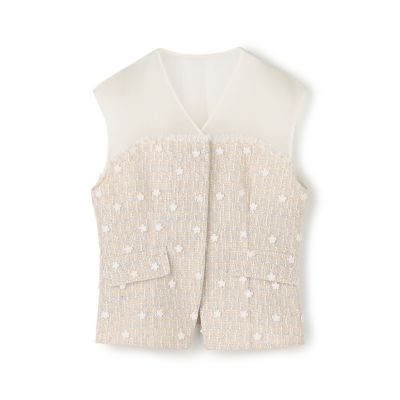 ＜maison TOMORROWLAND＞ラッピングツイード　Ｖネックジレ