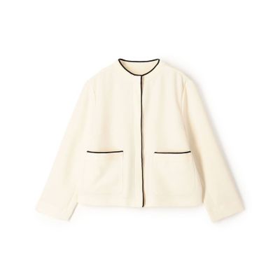 ＜maison TOMORROWLAND＞ニットコンビダブルクロス　クルーネックジャケット