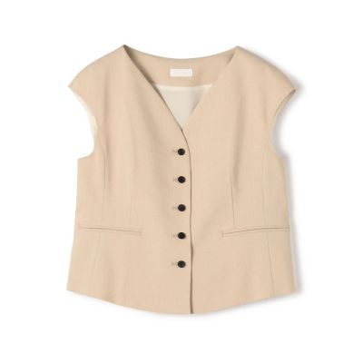 ＜maison TOMORROWLAND＞トリアセテートリネンストレッチ　キャップスリーブジレ