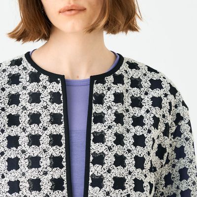 SALE☆新品未使用タグ付　自由区　コットンエンブロイダリー　ジャケット フラッフィーヤーンエンブロイダリー クルーネックジャケット | maison