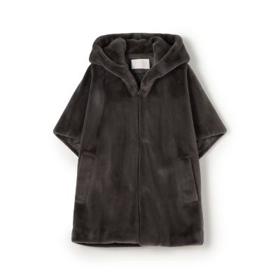 【送料無料】maison TOMORROWLAND/メゾン トゥモローランド スムースファー フーディーポンチョ 17チャコールグレー アウター【三越伊勢丹/公式】