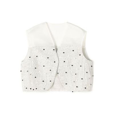 ＜maison TOMORROWLAND＞ラッピングツイード　Ｖカラーショートジレ