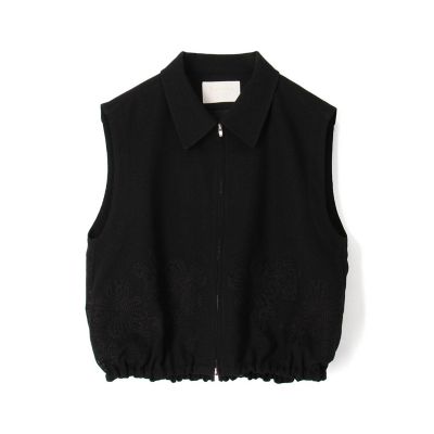 ＜maison TOMORROWLAND＞フラワーメッシュエンブロイダリー　ジップアップジレ