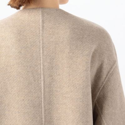 ウールカシミヤダブルフェイス ノーカラーコート | maison